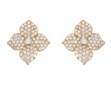 Piranesi Fiore Small Flower Earrings in Rose Gold Diamond