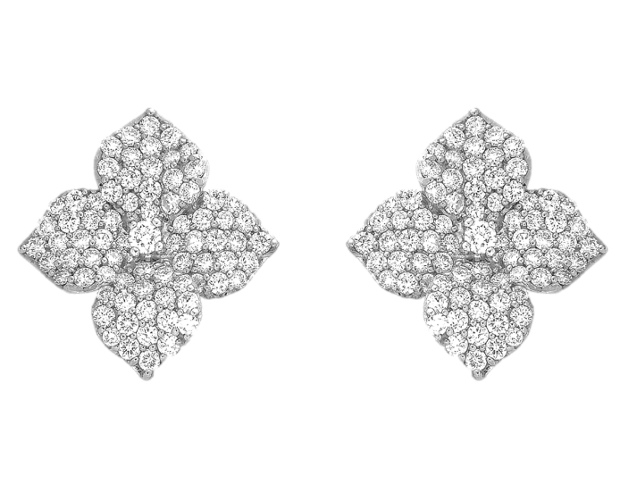 Piranesi Fiore Large Flower Earrings White Gold in Diamond