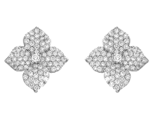 Piranesi Fiore Large Flower Earrings White Gold in Diamond