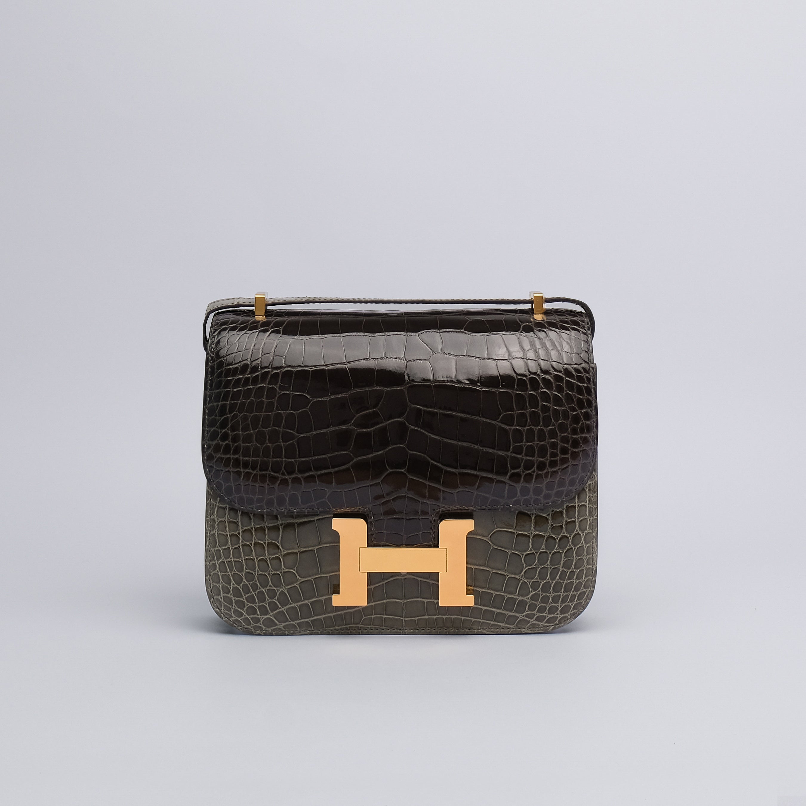 Hermès Constance Alligator Gris Tourterelle/ Gris Elephant Gold Hardware Shiny