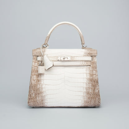 Hermès Kelly 25 Croc Himalaya Palladium Hardware