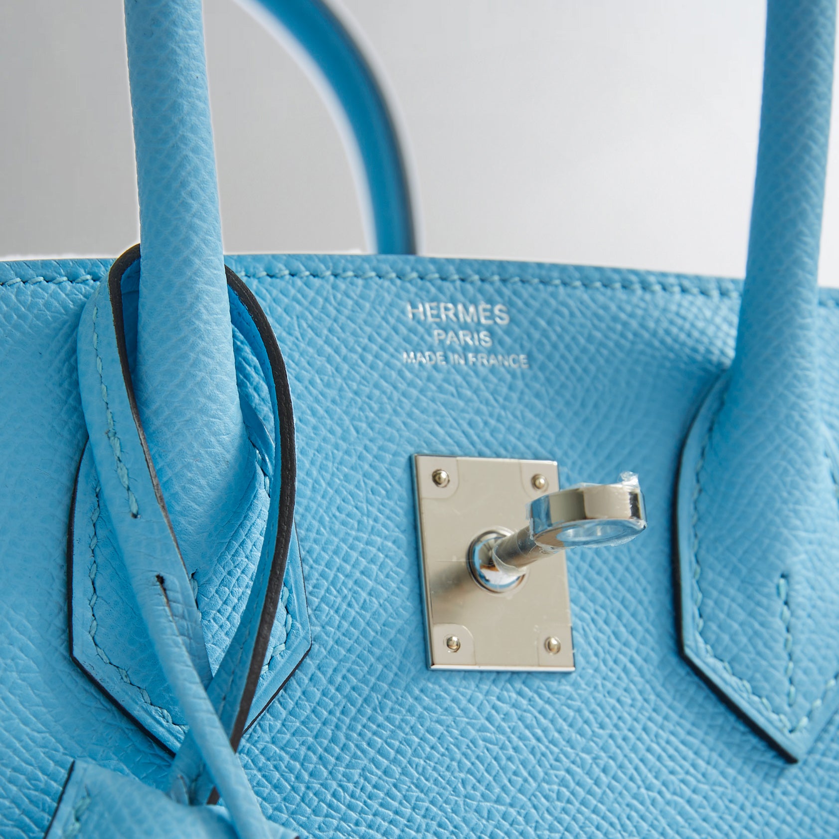 Hermès Birkin 25 Epsom Blue Celeste Palladium Hardware Sellier