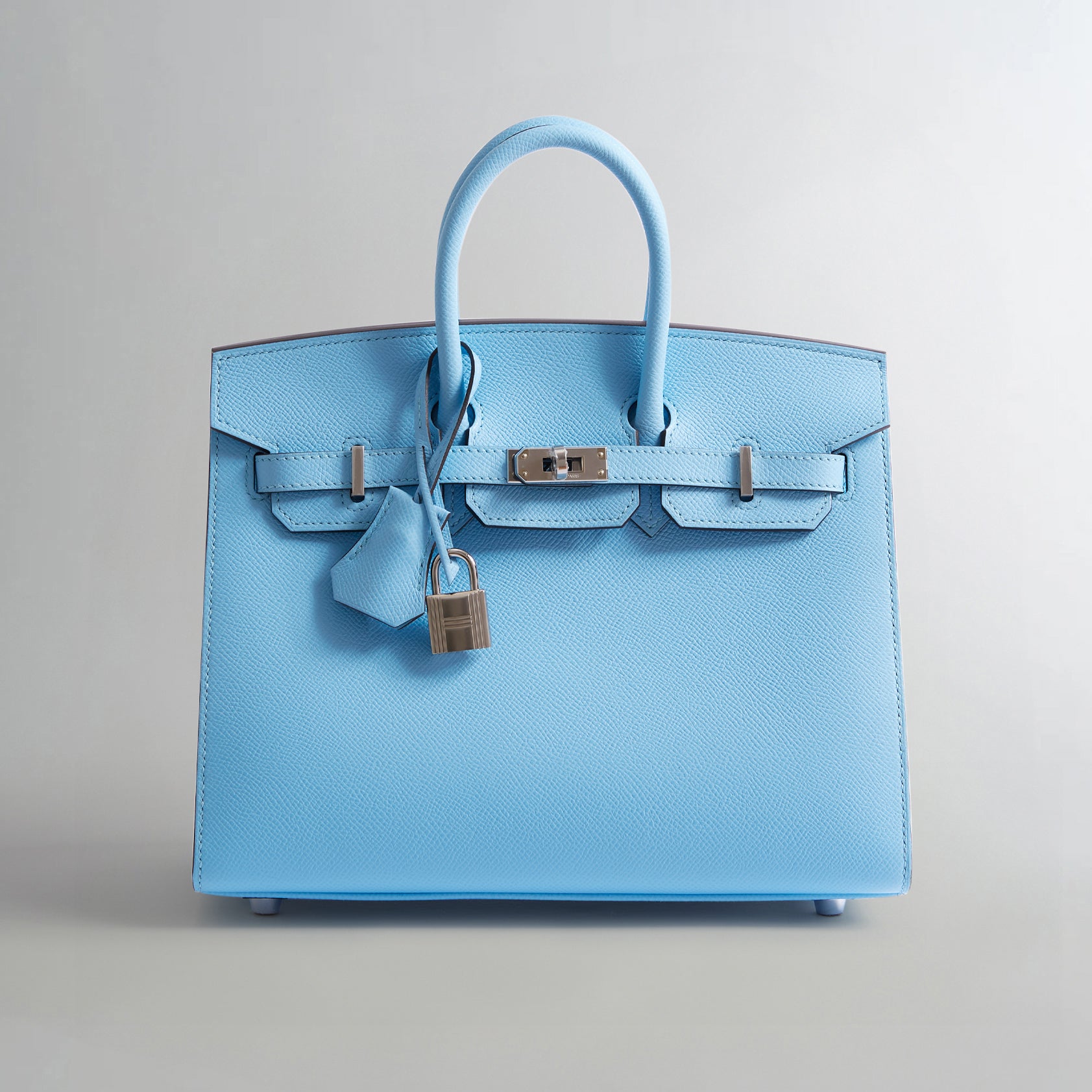 Hermès Birkin 25 Epsom Blue Celeste Palladium Hardware Sellier