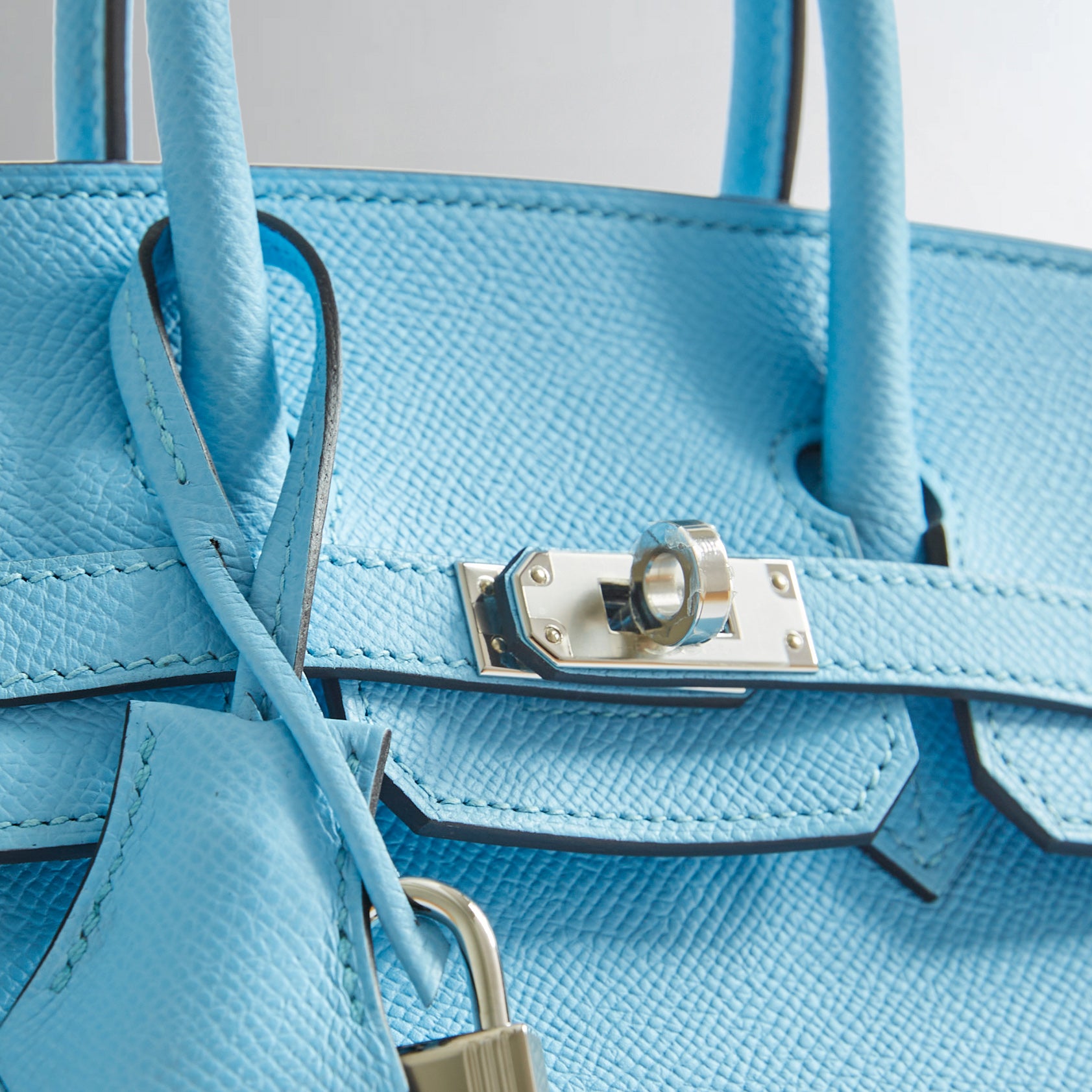 Hermès Birkin 25 Epsom Blue Celeste Palladium Hardware Sellier