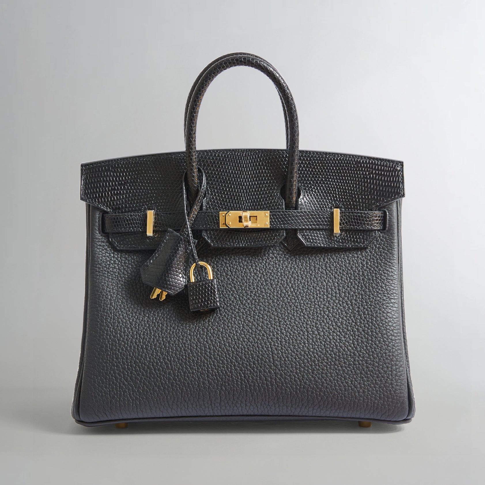 Hermès Birkin Touch 25 Lizard Black Gold Hardware