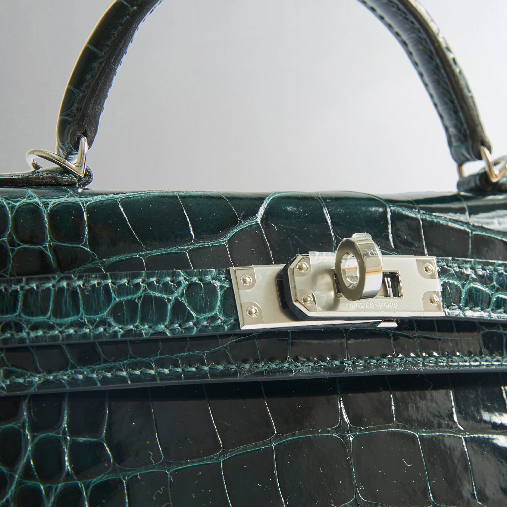 Hermès Kelly Mini Alligator Vert Cypress Shiny Palladium Hardware