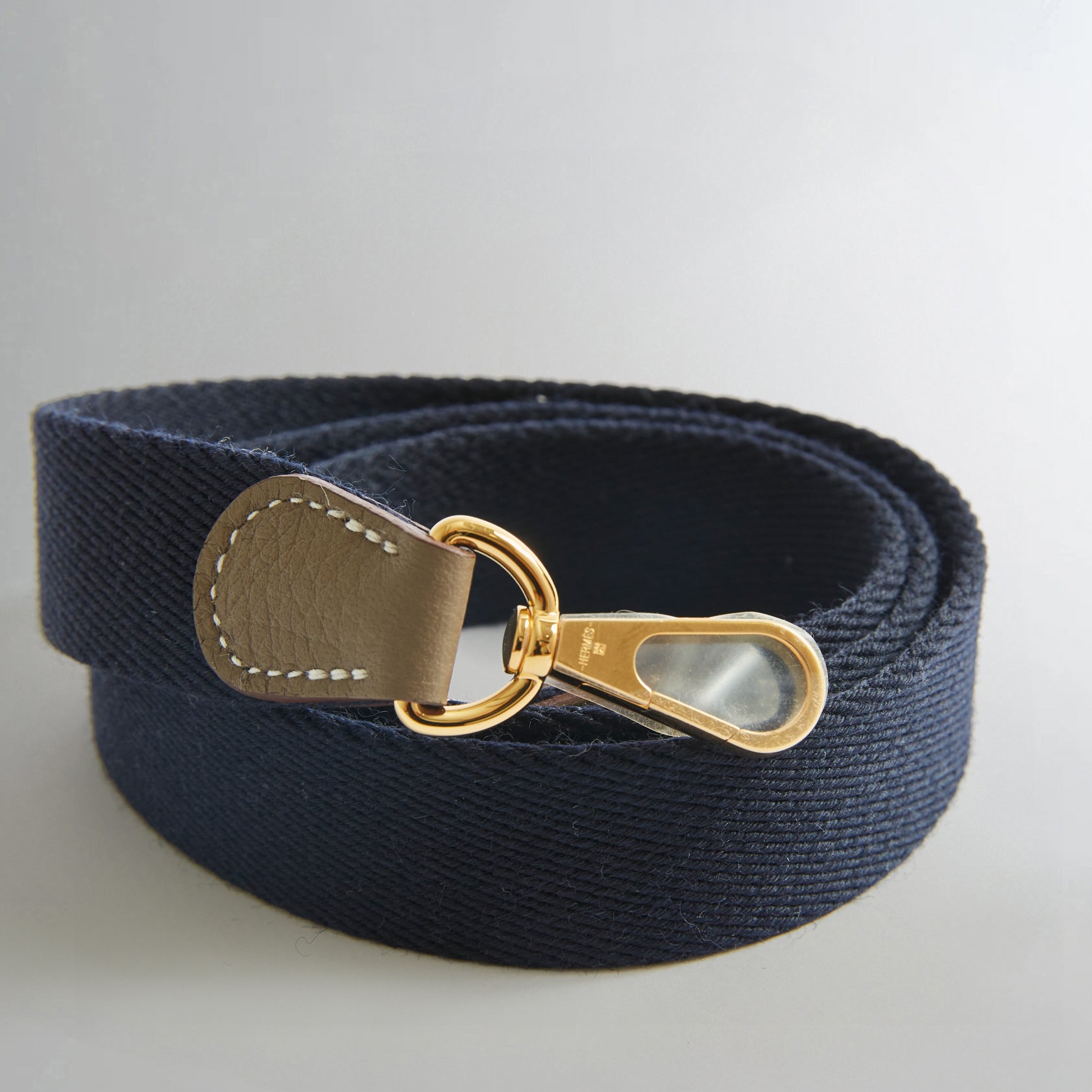 Hermès Evelyne Mini Clemence Etoupe Gold Hardware Blue Indigo Strap