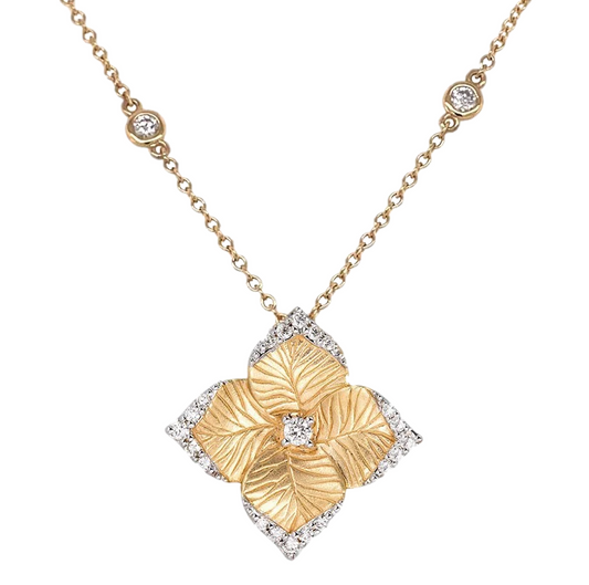 Piranesi Oro Fiore Large Flower Necklace in Yellow Gold