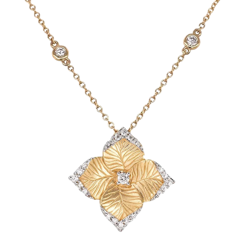 Piranesi Oro Fiore Large Flower Necklace in Yellow Gold