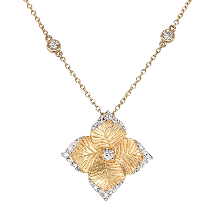 Piranesi Oro Fiore Large Flower Necklace In Yellow Gold