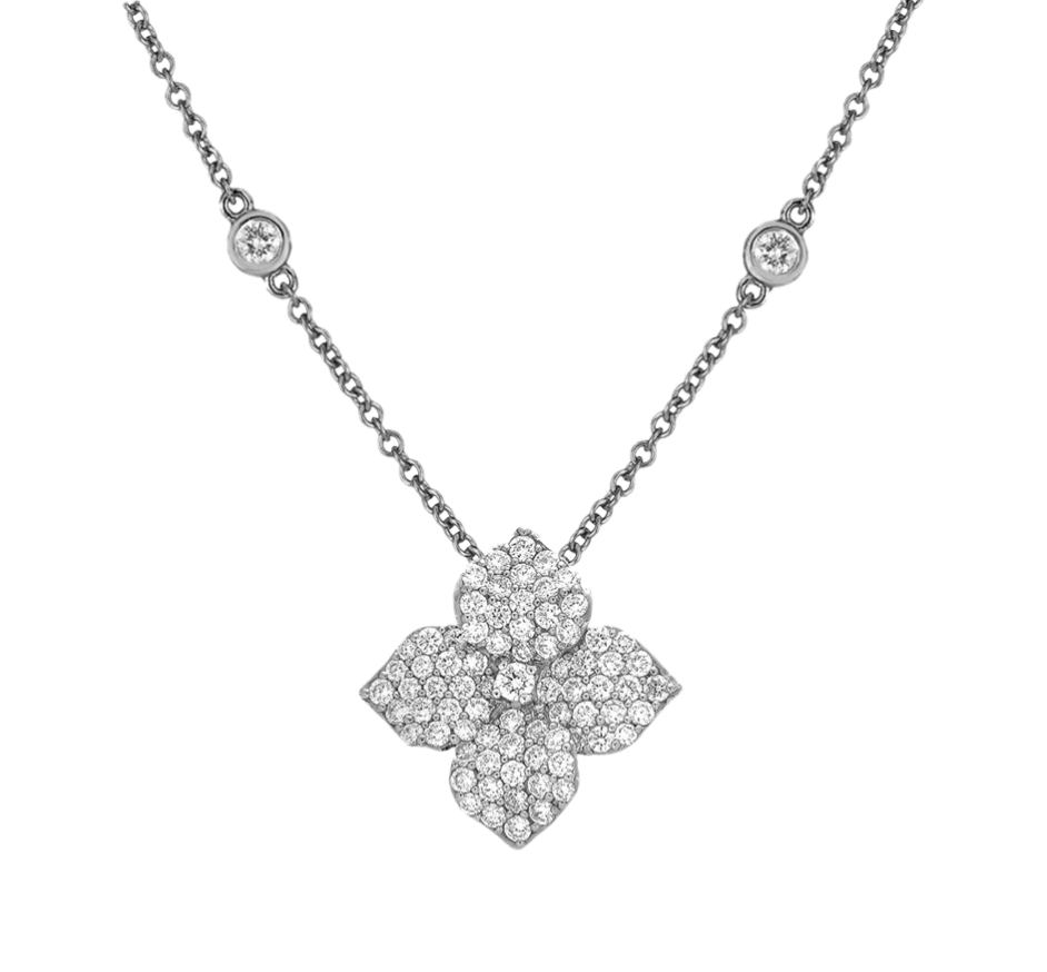 Piranesi Fiore Small Flower Necklace White Gold In Diamond