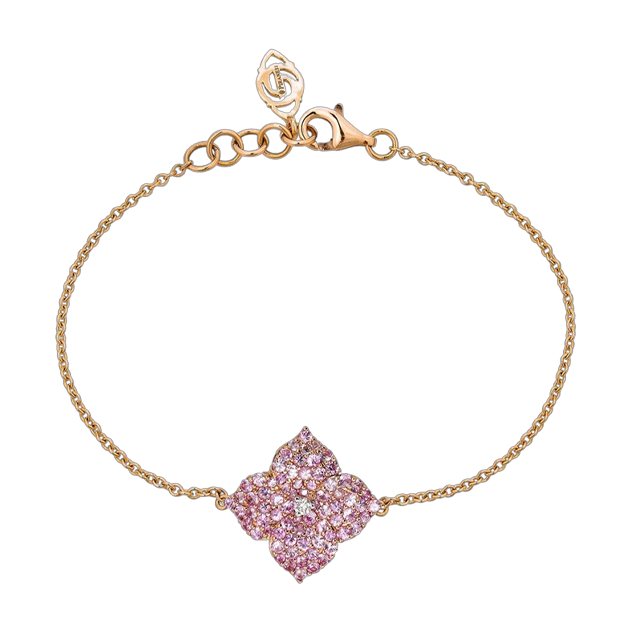 Piranesi Fiore Small Flower Bracelet in Rose Gold Pink Sapphire