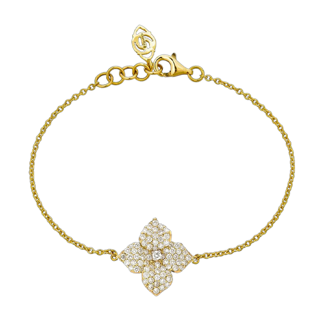 Piranesi Fiore Small Flower Bracelet Yellow Gold in Diamond