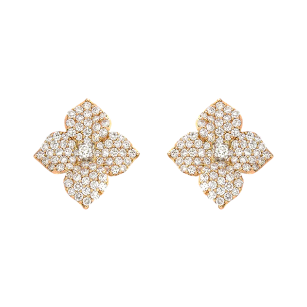 Piranesi Fiore Small Flower Earrings in Rose Gold Diamond