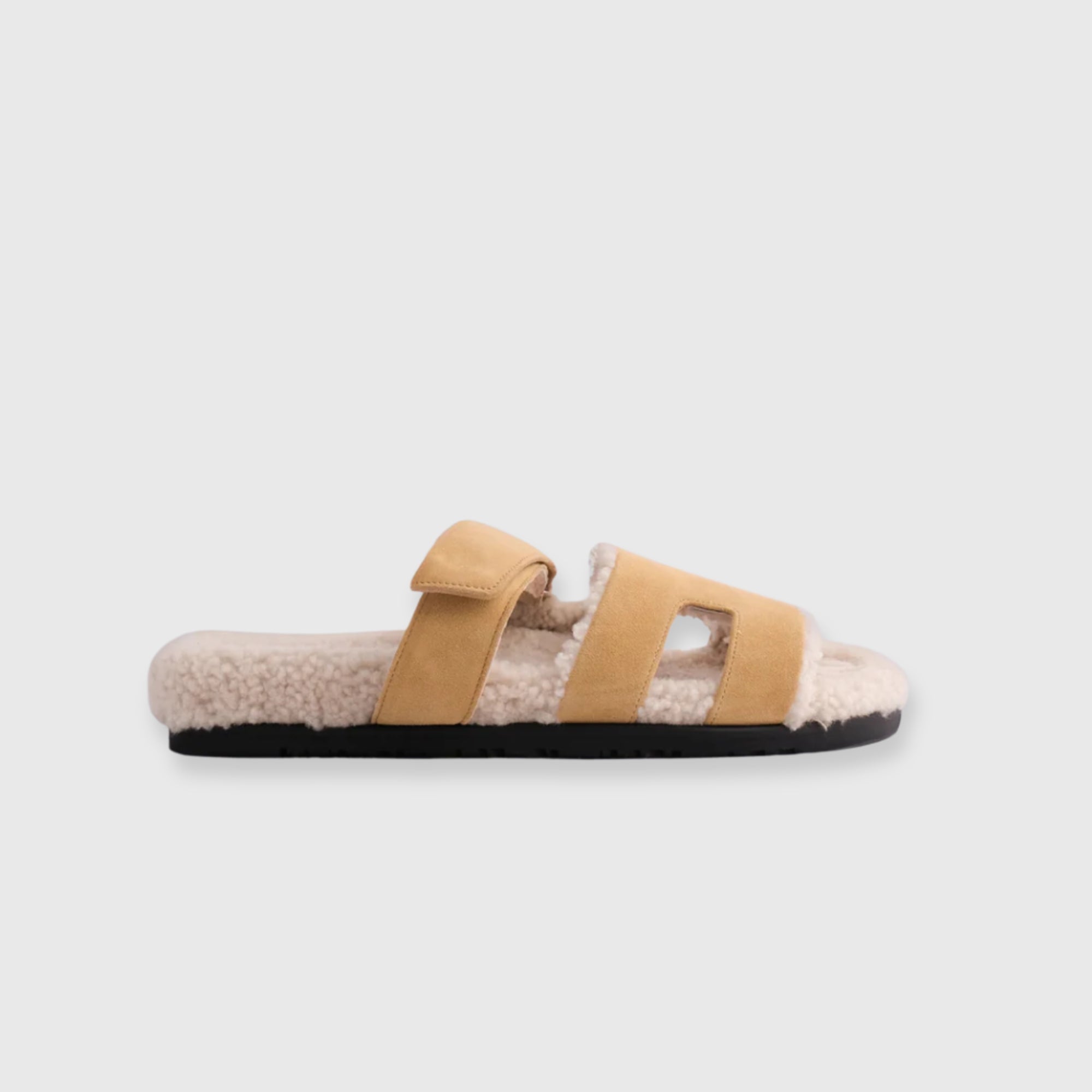 Hermès Chypre Sandals Suede, Shearling Beige Albatre/Ecru